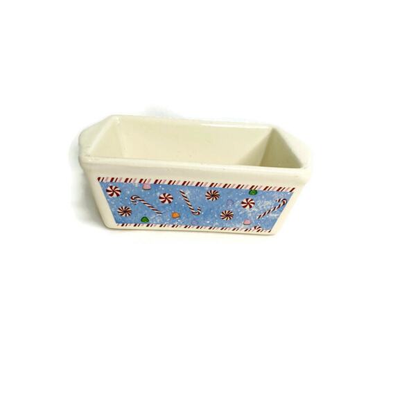 Nantucket 5" Mini Loaf Pan Casserole Dish Candy Cane Holiday Christmas Candy - Picture 1 of 3
